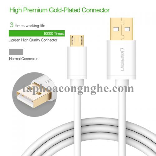 Ugreen 10847 0.5M màu Trắng Cáp sạc truyền dữ liệu USB 2.0 sang MICRO USB lõi đồng US125 30010847